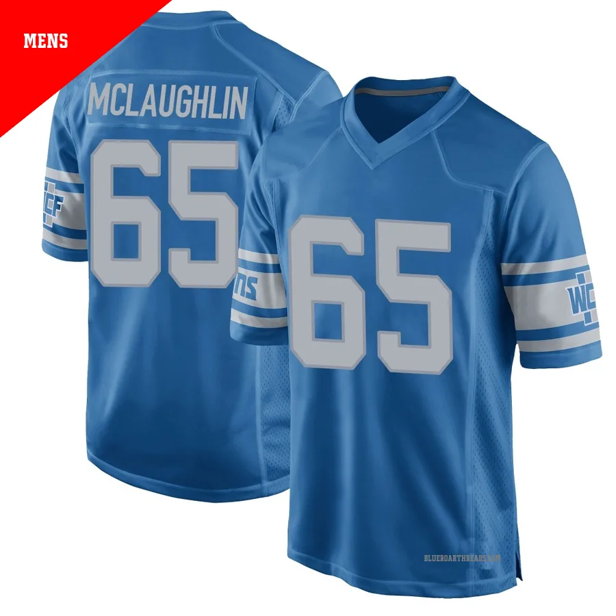 Men's Seth McLaughlin ＃65 Detroit Lions Blue Game Throwback Vapor Untouchable Jersey