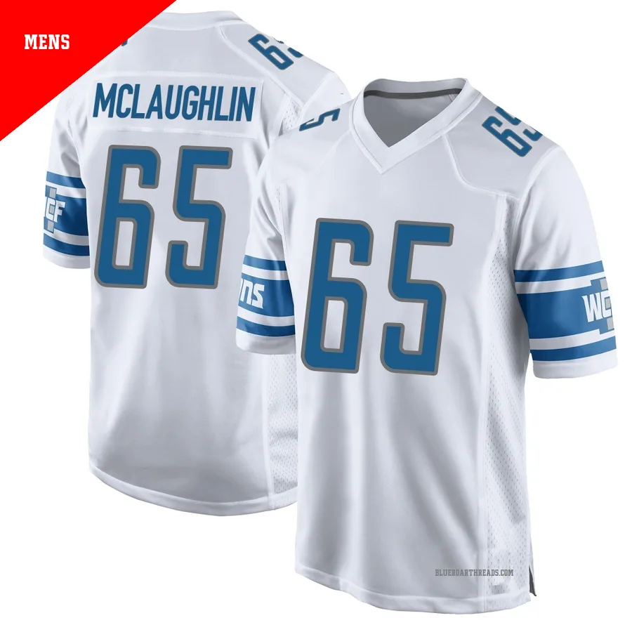 Men's Seth McLaughlin ＃65 Detroit Lions White Game Jersey