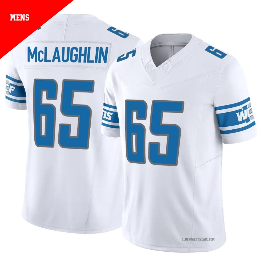 Men's Seth McLaughlin ＃65 Detroit Lions White Limited Vapor F.U.S.E. Jersey