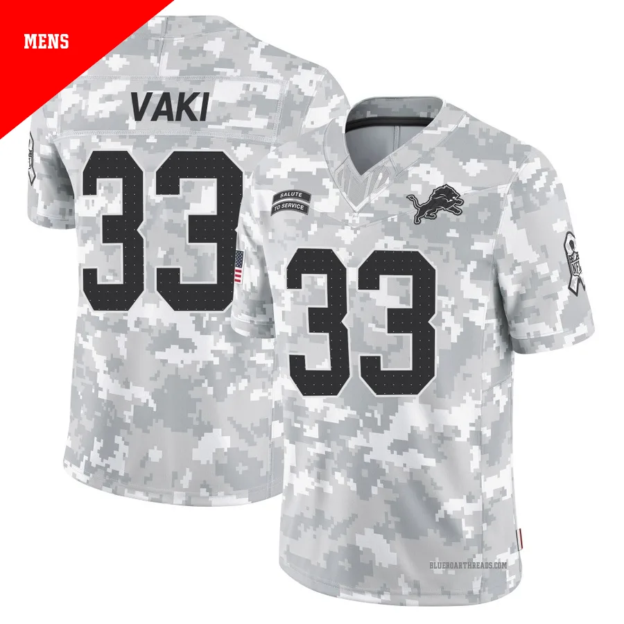 Men's Sione Vaki ＃33 Detroit Lions Arctic Camo Limited 2024 Salute to Service Jersey