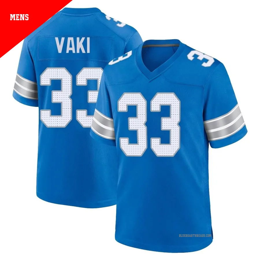 Men's Sione Vaki ＃33 Detroit Lions Blue Game 2nd Jersey