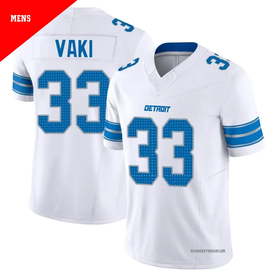 Men's Sione Vaki ＃33 Detroit Lions White Limited Vapor F.U.S.E. 2nd Jersey