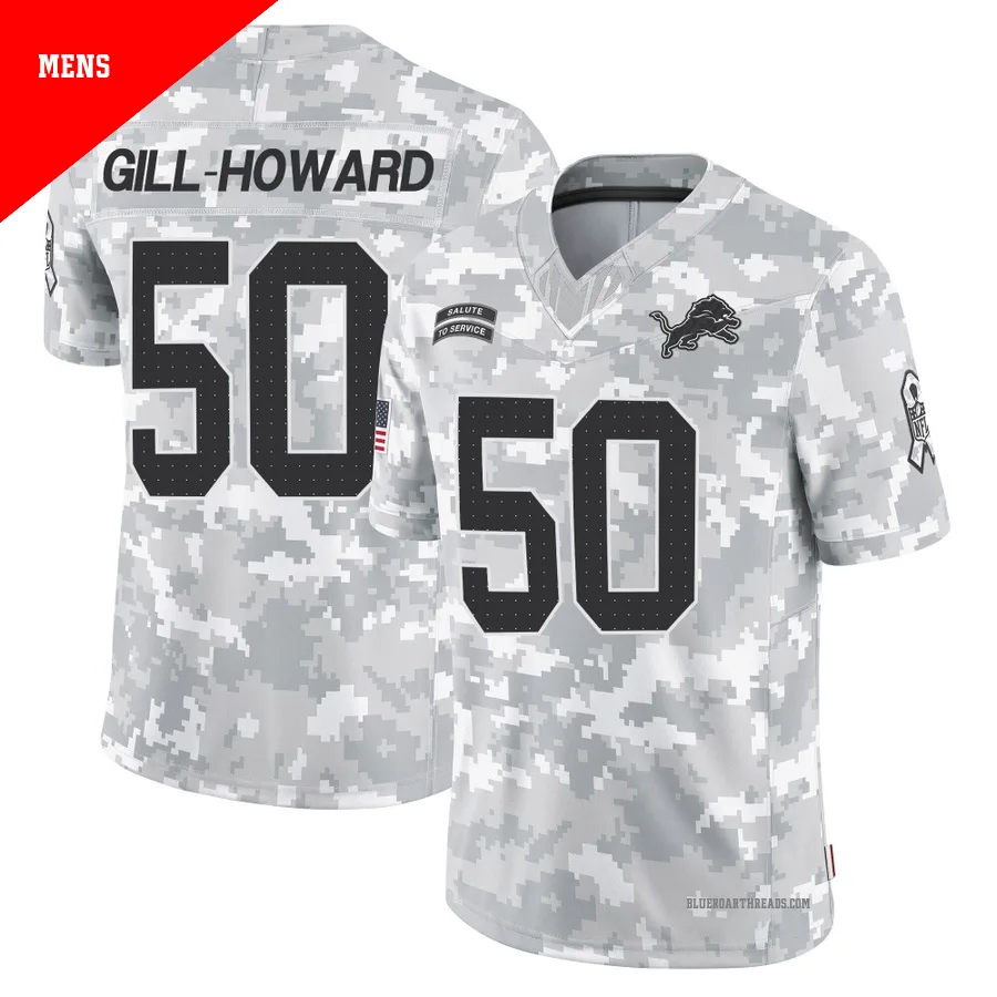Men's Skyler Gill-Howard ＃50 Detroit Lions Arctic Camo Limited 2024 Salute to Service Jersey