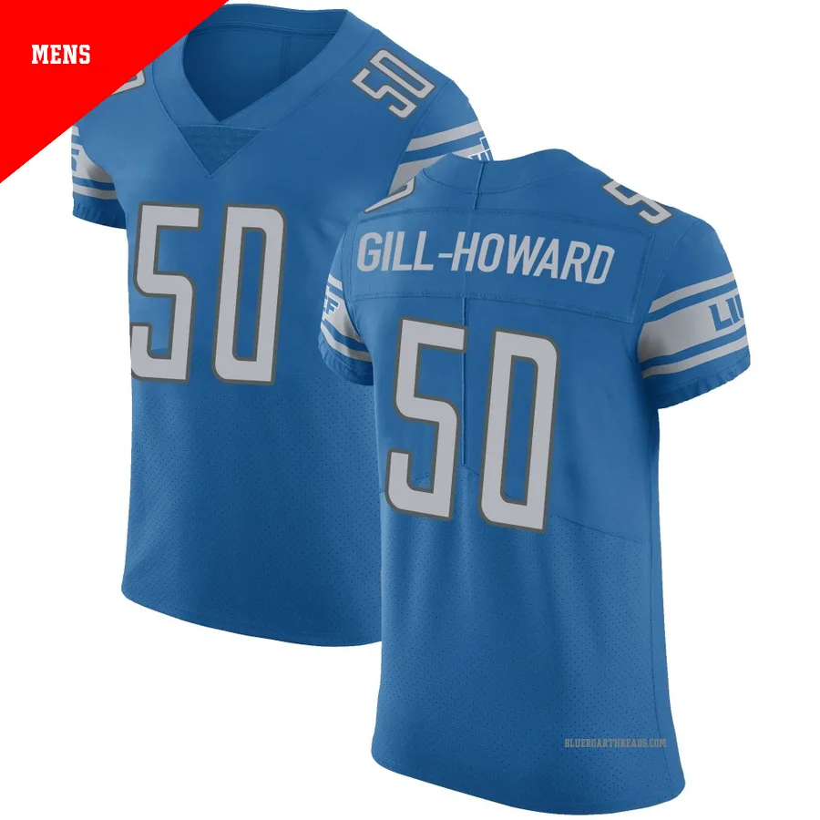 Men's Skyler Gill-Howard ＃50 Detroit Lions Blue Elite Team Color Vapor Untouchable Jersey