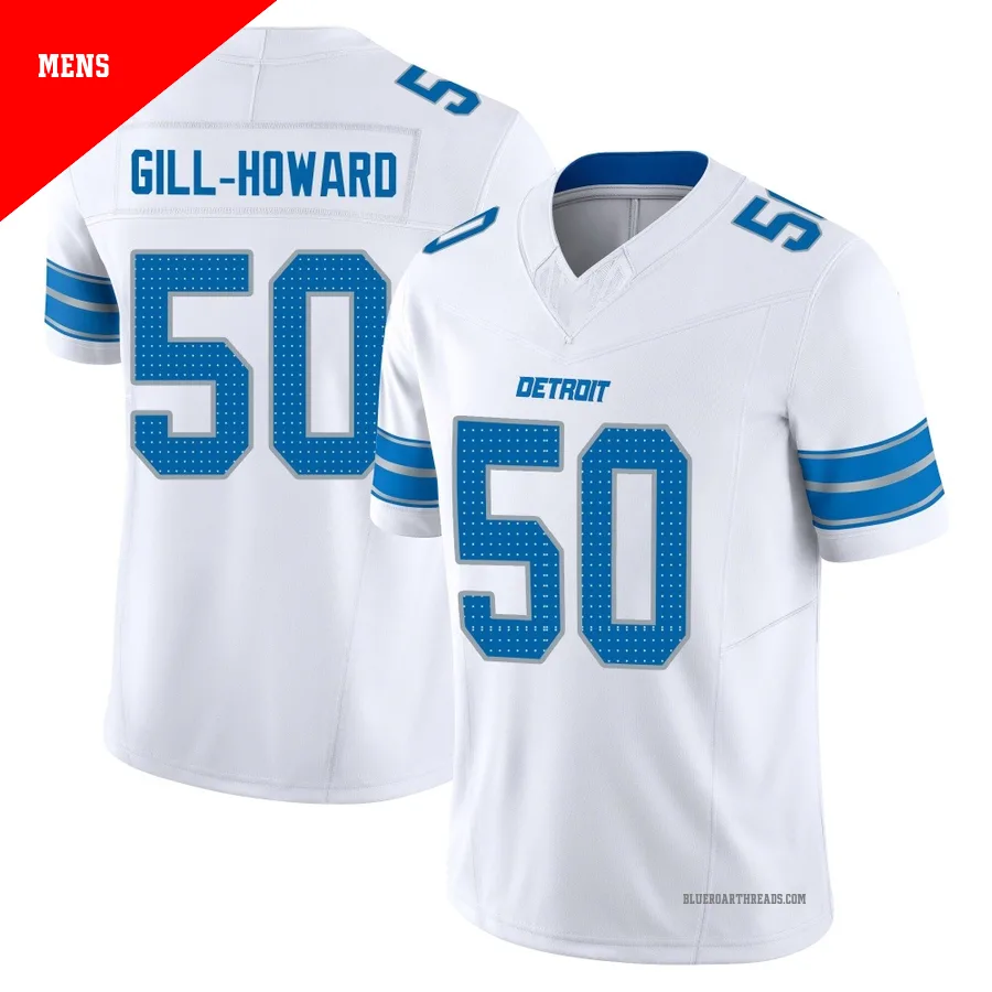 Men's Skyler Gill-Howard ＃50 Detroit Lions White Limited Vapor F.U.S.E. 2nd Jersey