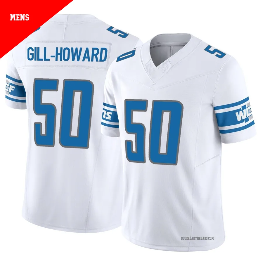 Men's Skyler Gill-Howard ＃50 Detroit Lions White Limited Vapor F.U.S.E. Jersey