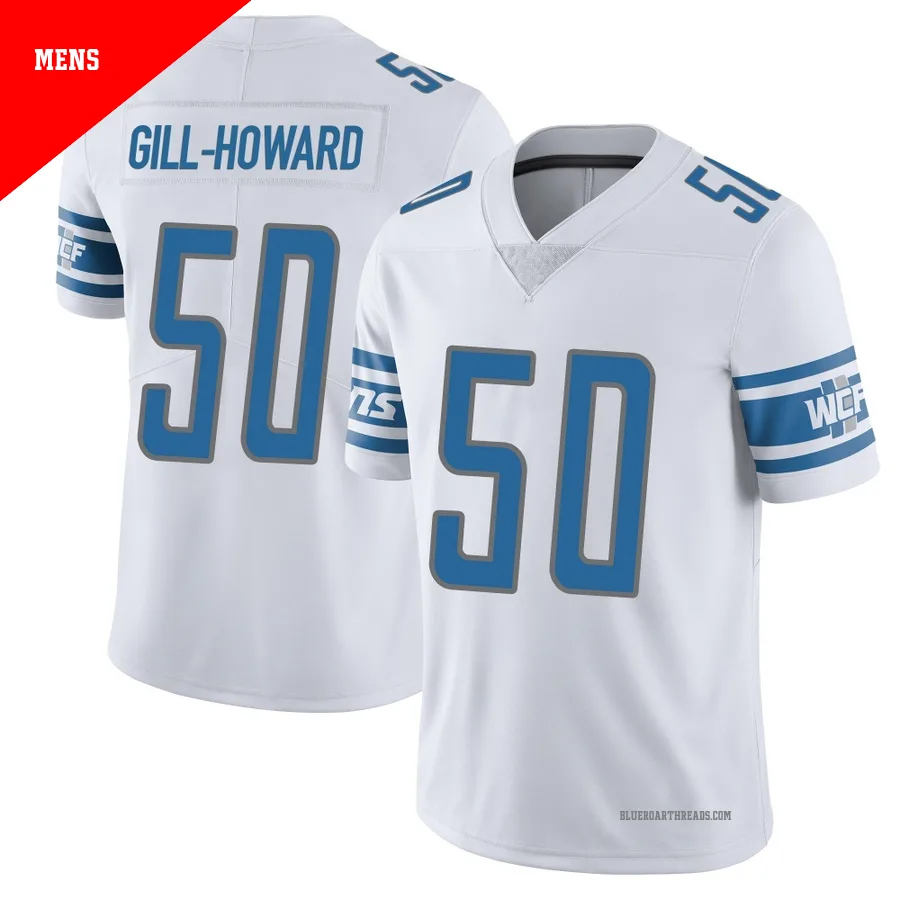 Men's Skyler Gill-Howard ＃50 Detroit Lions White Limited Vapor Untouchable Jersey