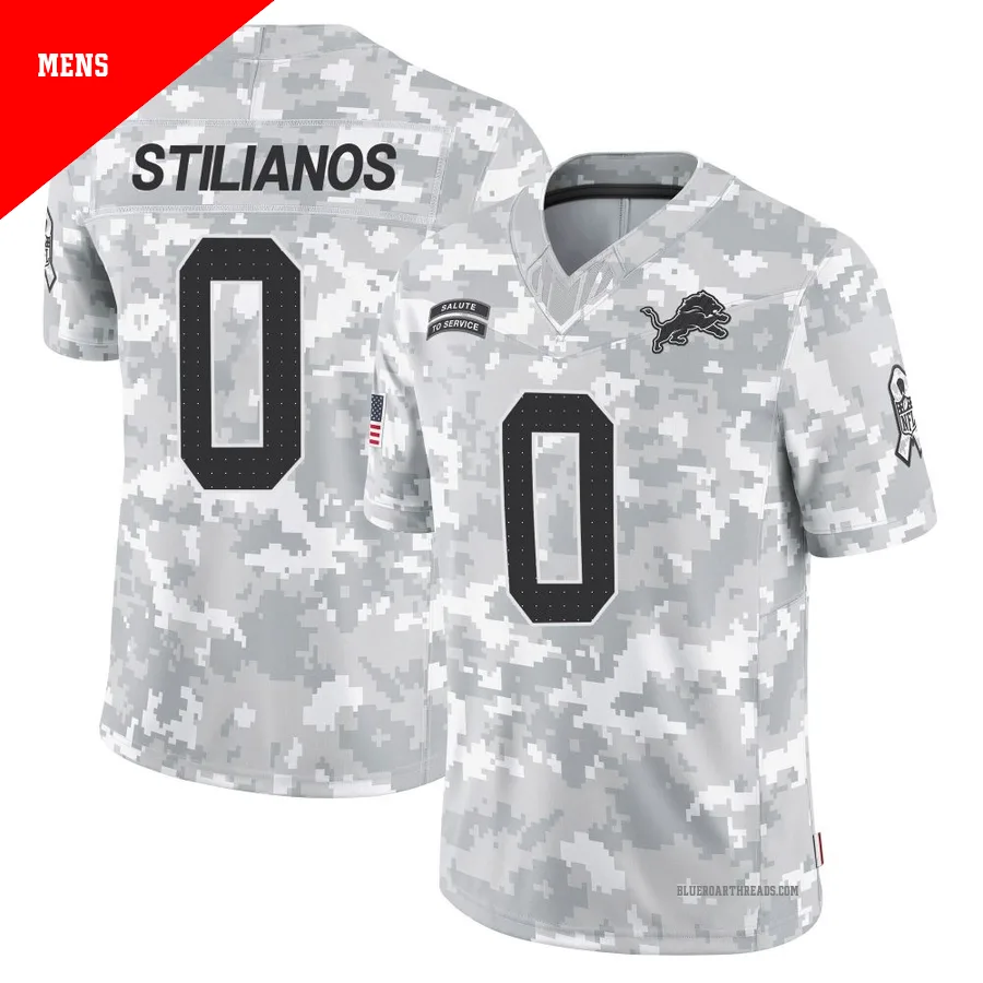Men's Steven Stilianos ＃0 Detroit Lions Arctic Camo Limited 2024 Salute to Service Jersey