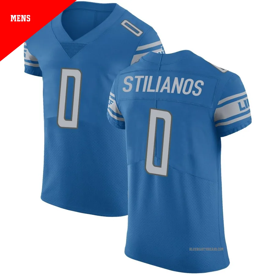Men's Steven Stilianos ＃0 Detroit Lions Blue Elite Team Color Vapor Untouchable Jersey
