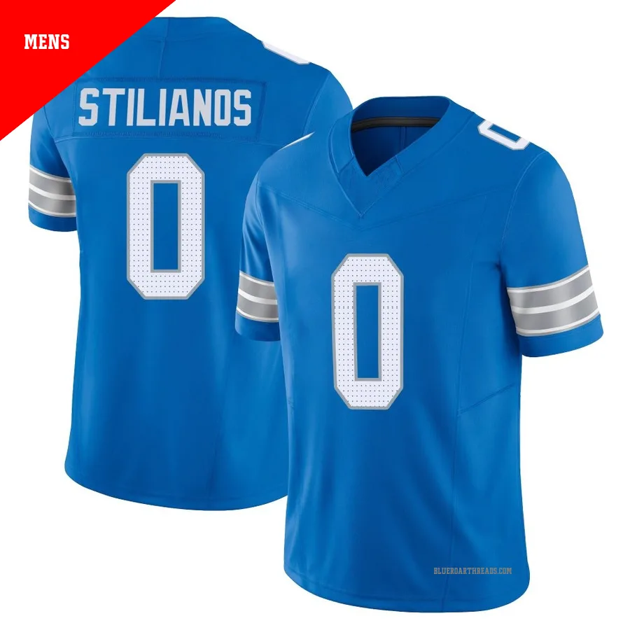 Men's Steven Stilianos ＃0 Detroit Lions Blue Limited Vapor F.U.S.E. 2nd Jersey