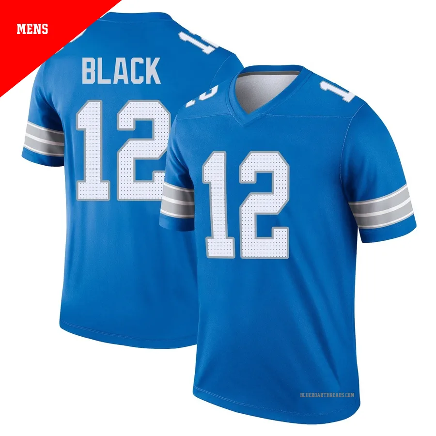 Men's Tarik Black ＃12 Detroit Lions Blue Legend 2nd Jersey