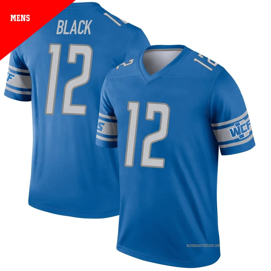 Men's Tarik Black ＃12 Detroit Lions Blue Legend Jersey