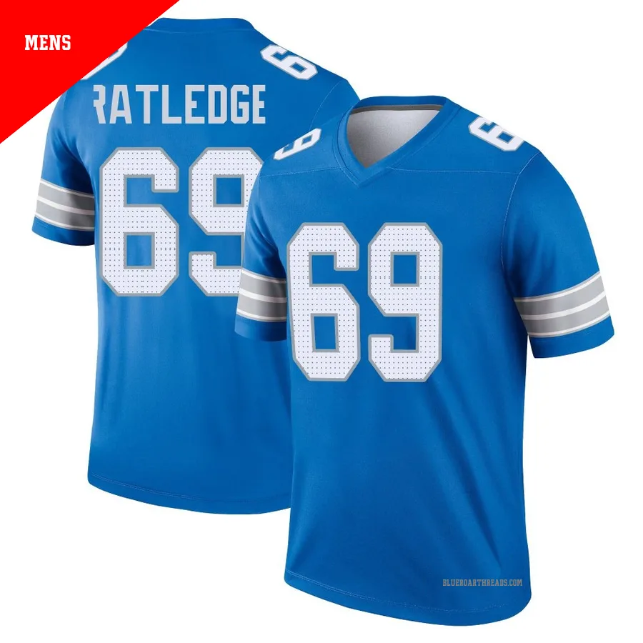 Men's Tate Ratledge ＃69 Detroit Lions Blue Legend 2nd Jersey