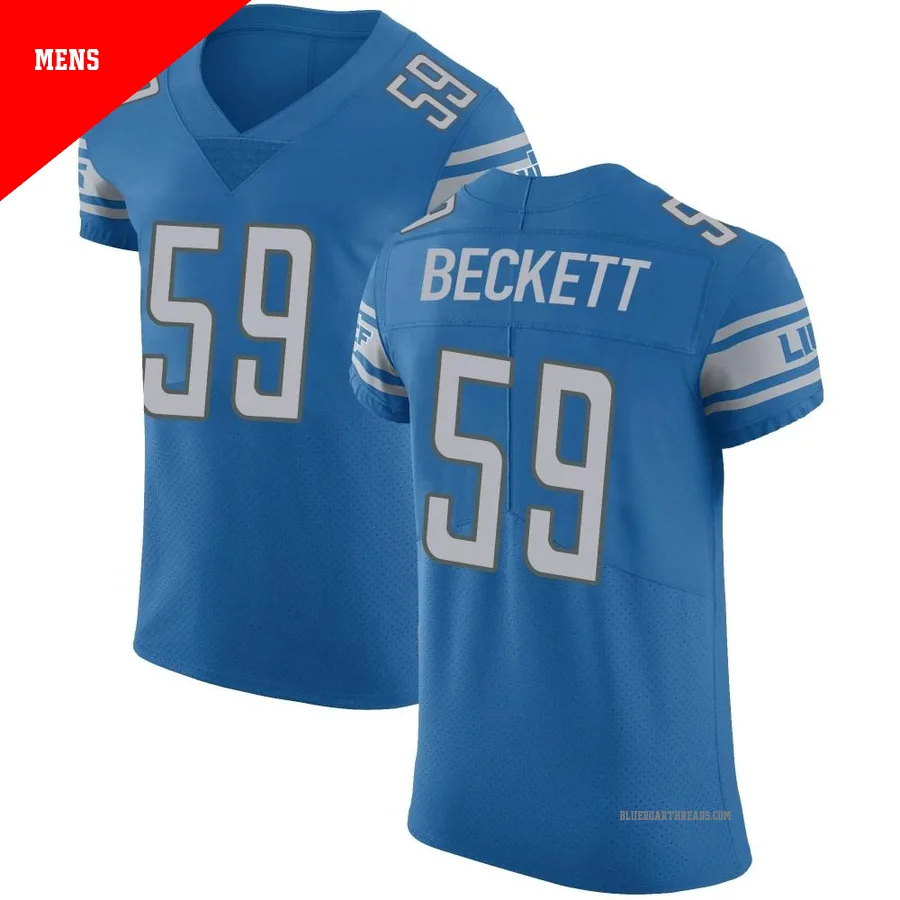 Men's Tavante Beckett ＃59 Detroit Lions Blue Elite Team Color Vapor Untouchable Jersey