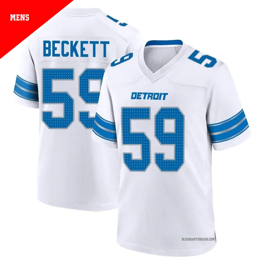 Men's Tavante Beckett ＃59 Detroit Lions White Game 2nd Jersey