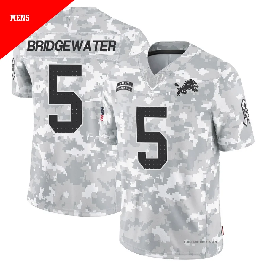 Men's Teddy Bridgewater ＃5 Detroit Lions Arctic Camo Limited 2024 Salute to Service Jersey