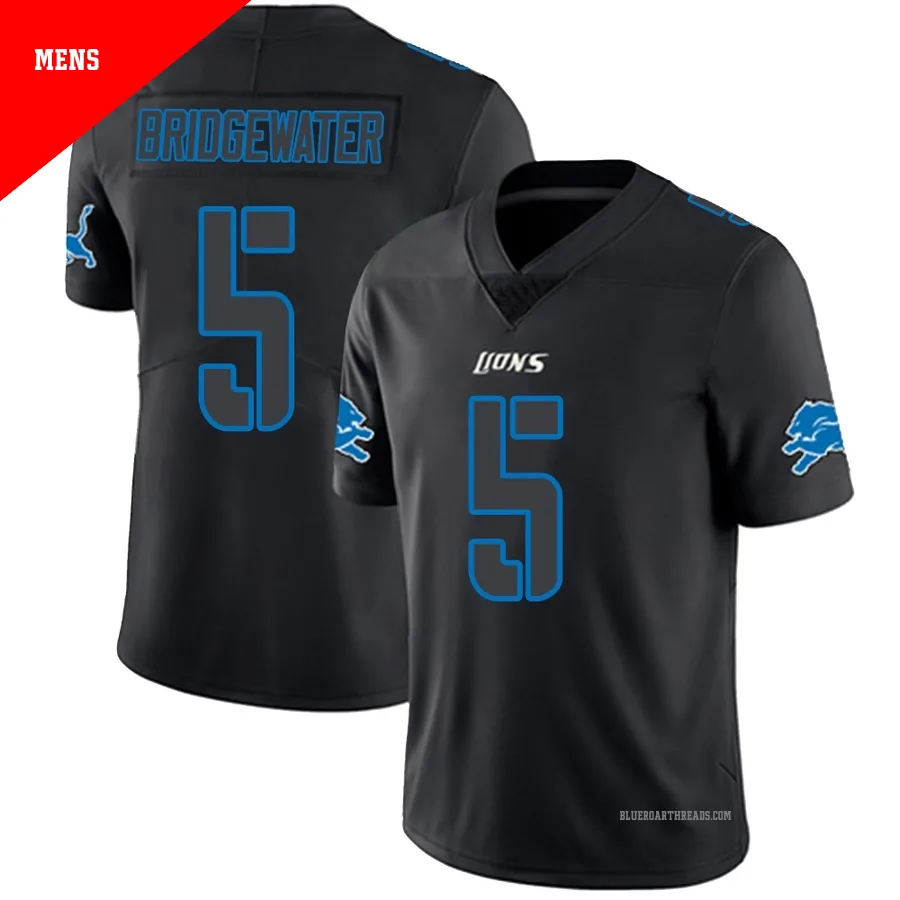 Men's Teddy Bridgewater ＃5 Detroit Lions Black Impact Limited Jersey