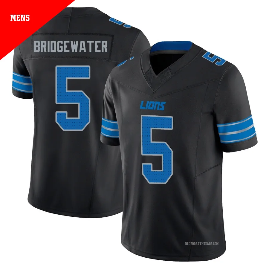 Men's Teddy Bridgewater ＃5 Detroit Lions Black Limited Alternate Vapor F.U.S.E. 2nd Jersey