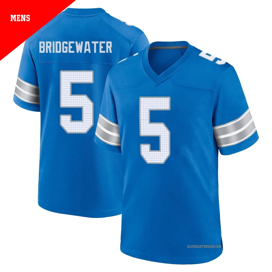 Men's Teddy Bridgewater ＃5 Detroit Lions Blue Game 2nd Jersey