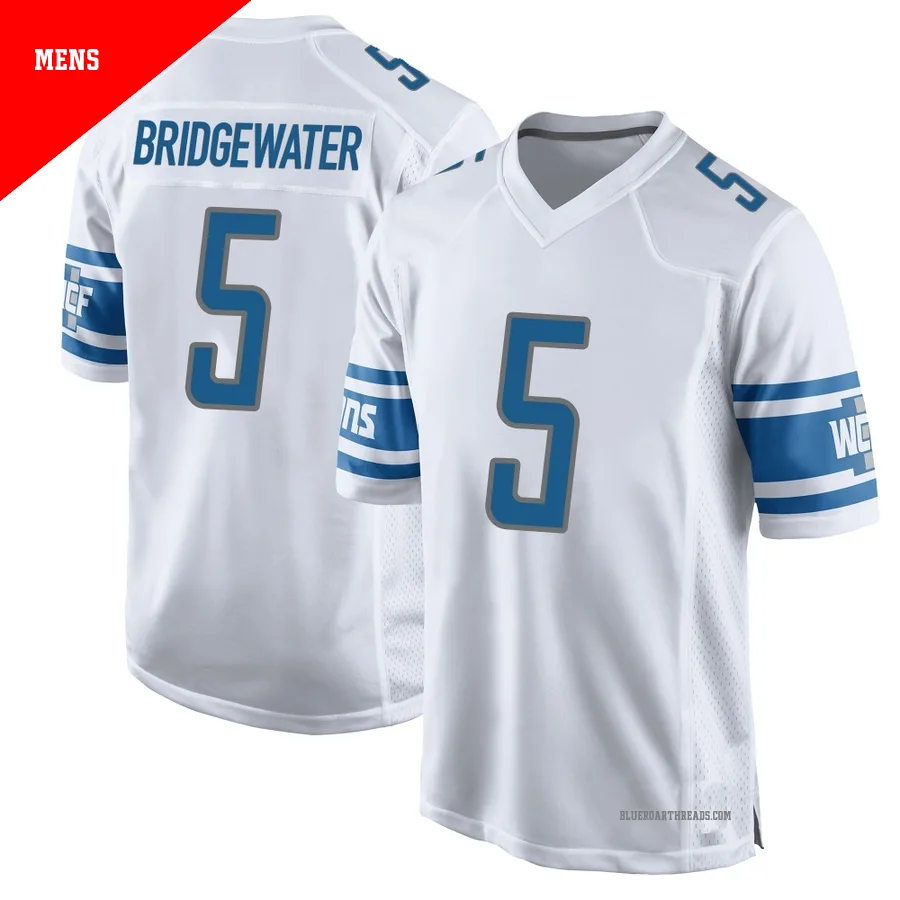 Men's Teddy Bridgewater ＃5 Detroit Lions White Game Jersey