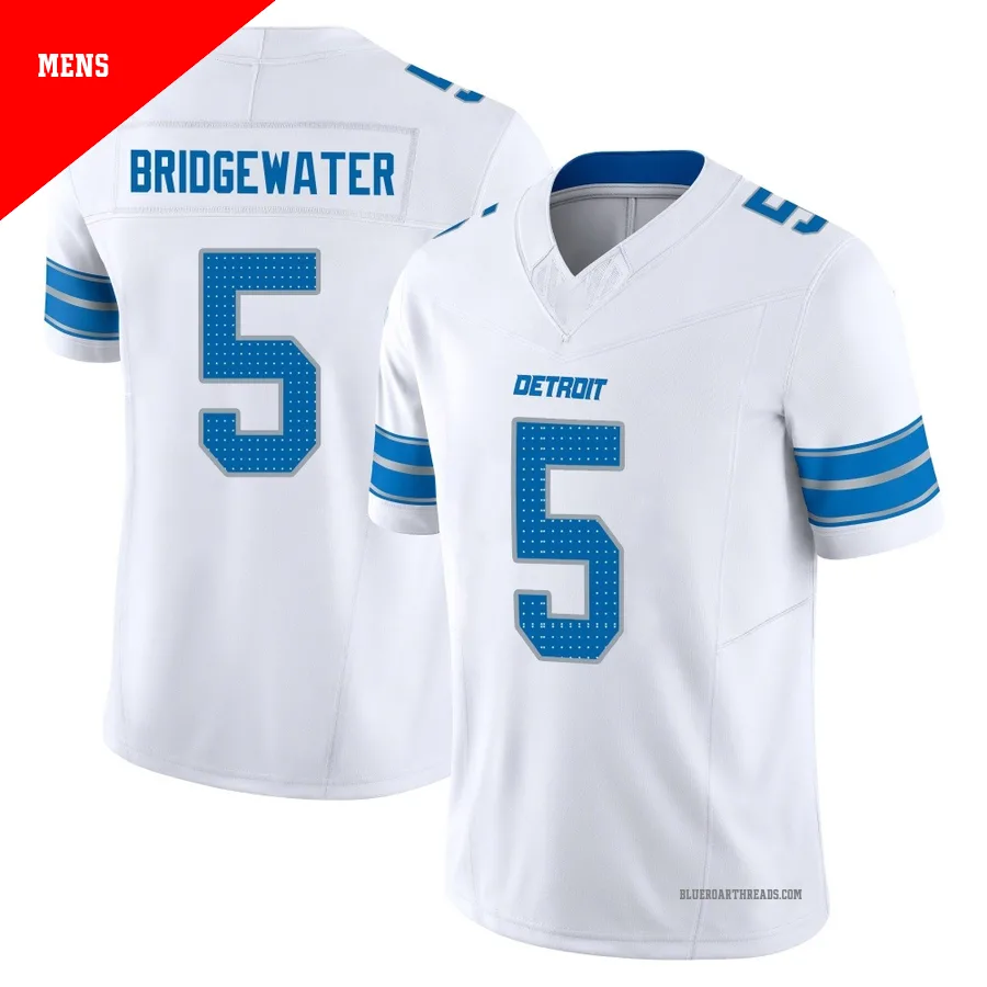 Men's Teddy Bridgewater ＃5 Detroit Lions White Limited Vapor F.U.S.E. 2nd Jersey