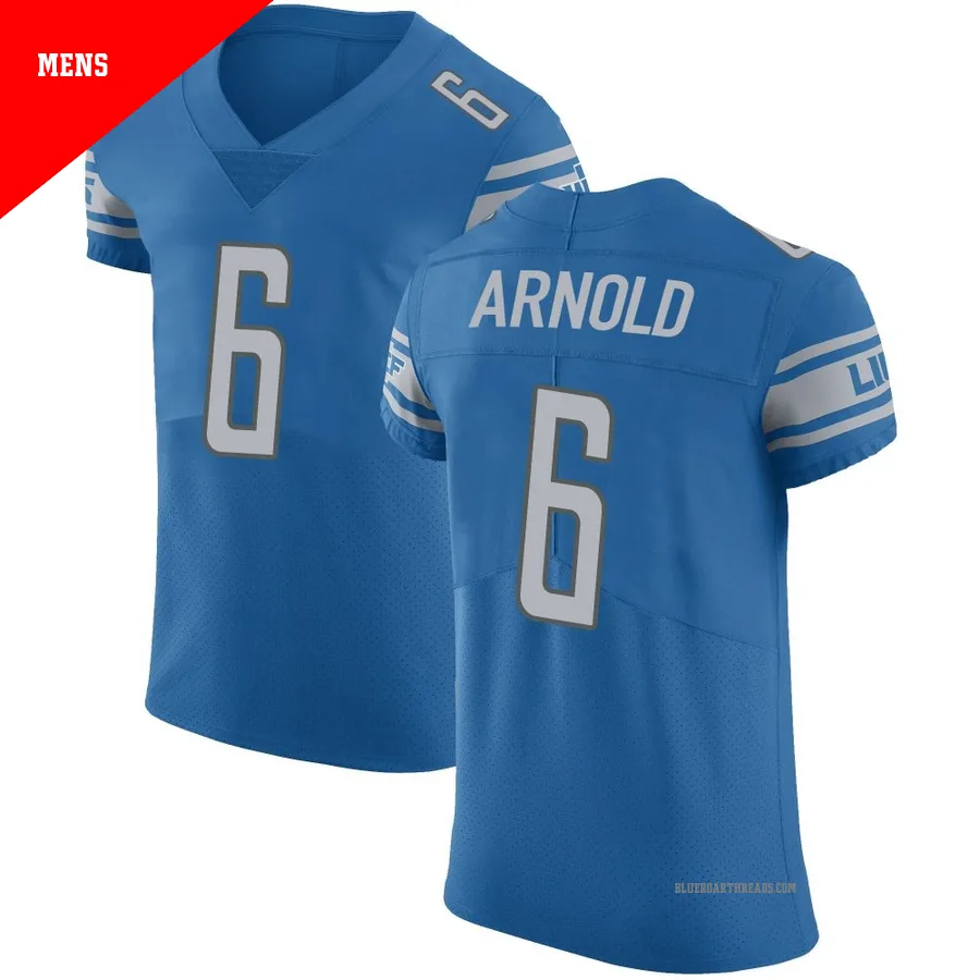 Men's Terrion Arnold ＃6 Detroit Lions Blue Elite Team Color Vapor Untouchable Jersey