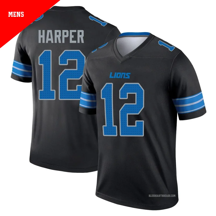 Men's Thomas Harper ＃12 Detroit Lions Black Legend Jersey