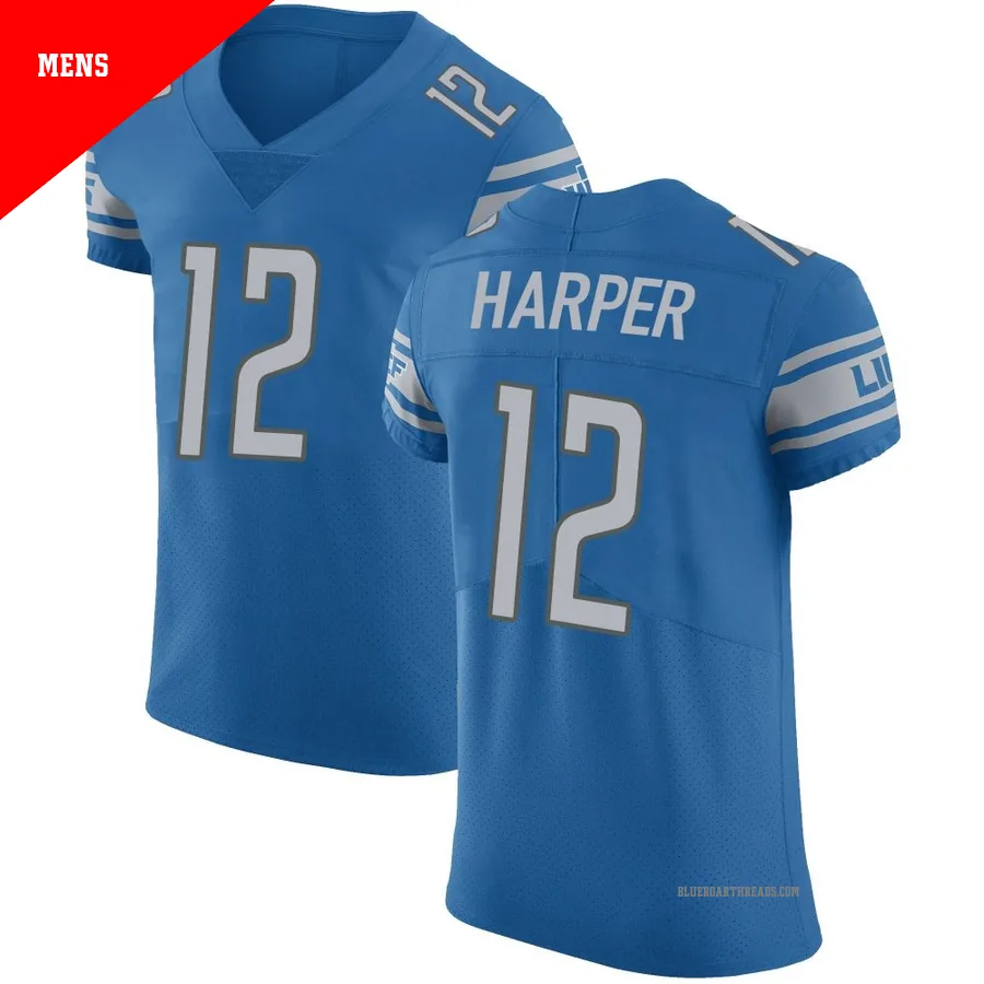 Men's Thomas Harper ＃12 Detroit Lions Blue Elite Team Color Vapor Untouchable Jersey