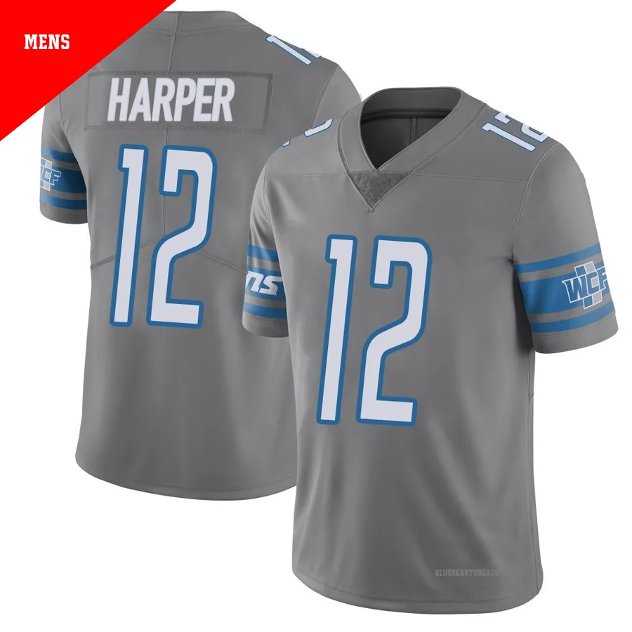 Men's Thomas Harper ＃12 Detroit Lions Limited Color Rush Steel Vapor Untouchable Jersey