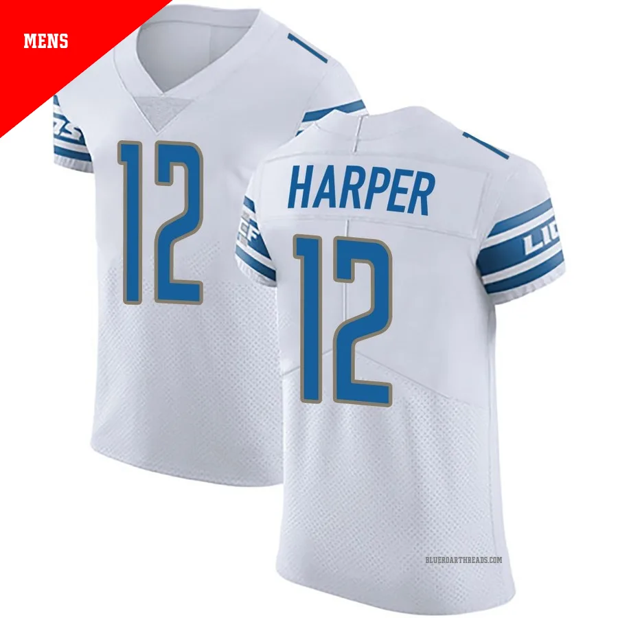 Men's Thomas Harper ＃12 Detroit Lions White Elite Vapor Untouchable Jersey