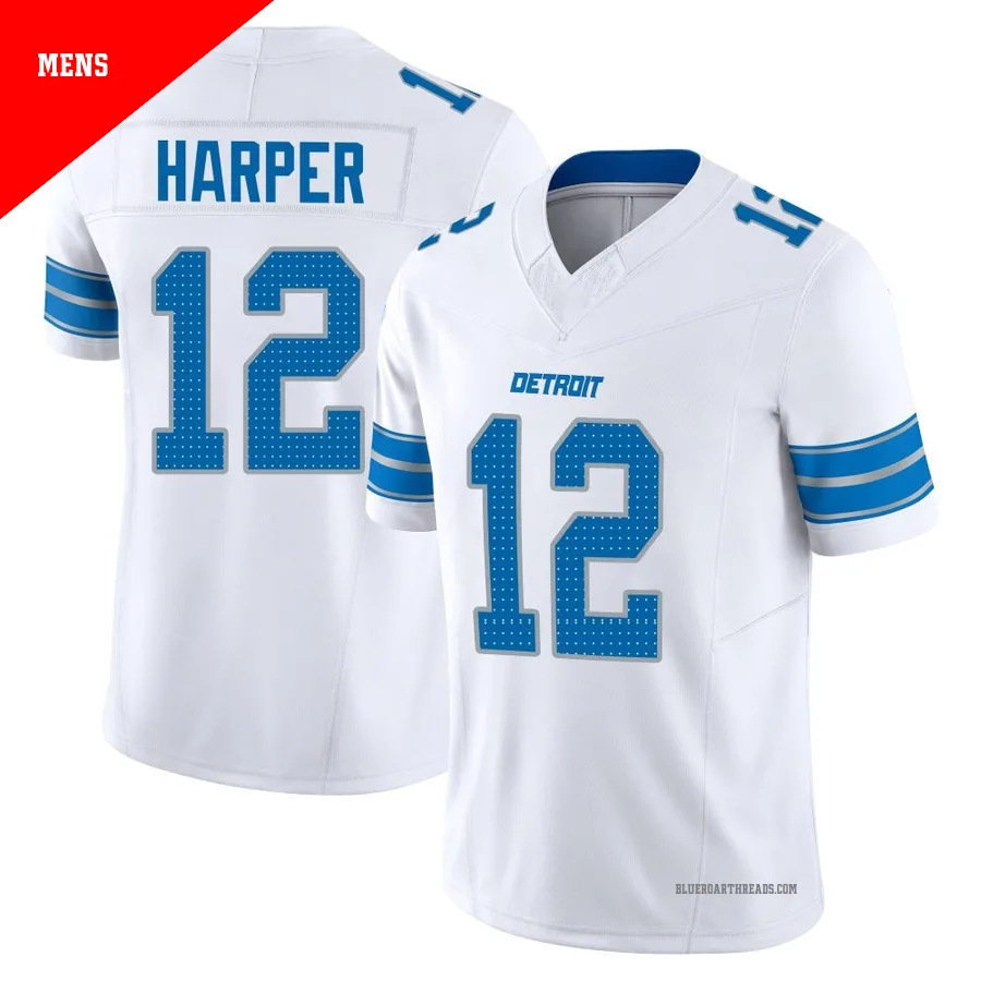 Men's Thomas Harper ＃12 Detroit Lions White Limited Vapor F.U.S.E. 2nd Jersey
