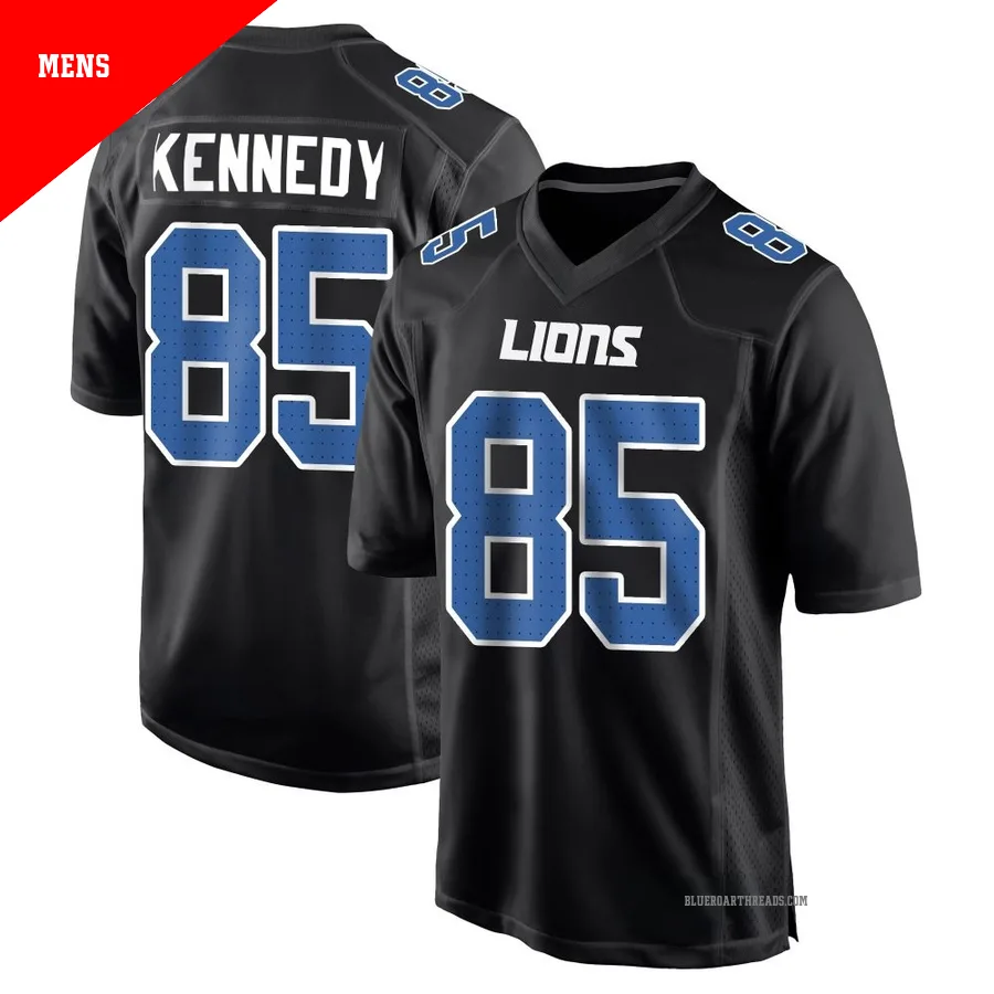 Men's Tom Kennedy ＃85 Detroit Lions Black Game Carbon Fashion Jersey