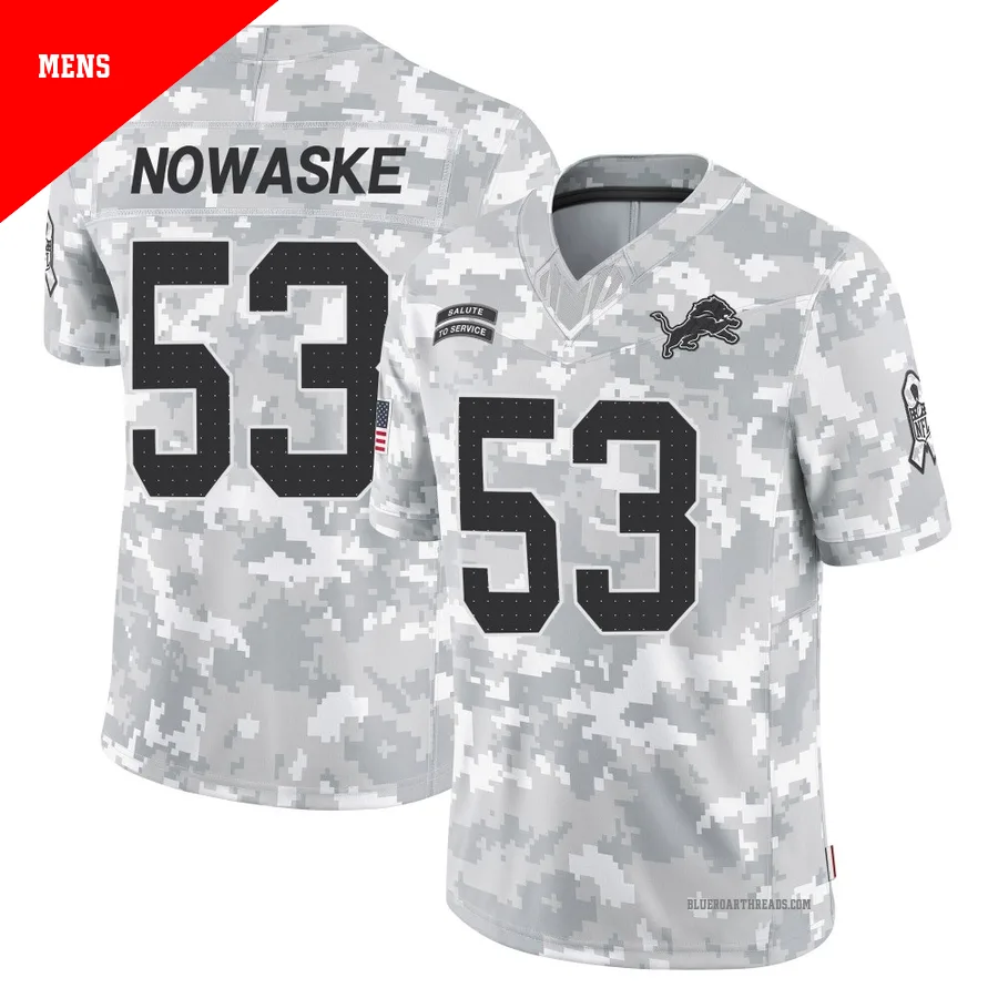Men's Trevor Nowaske ＃53 Detroit Lions Arctic Camo Limited 2024 Salute to Service Jersey
