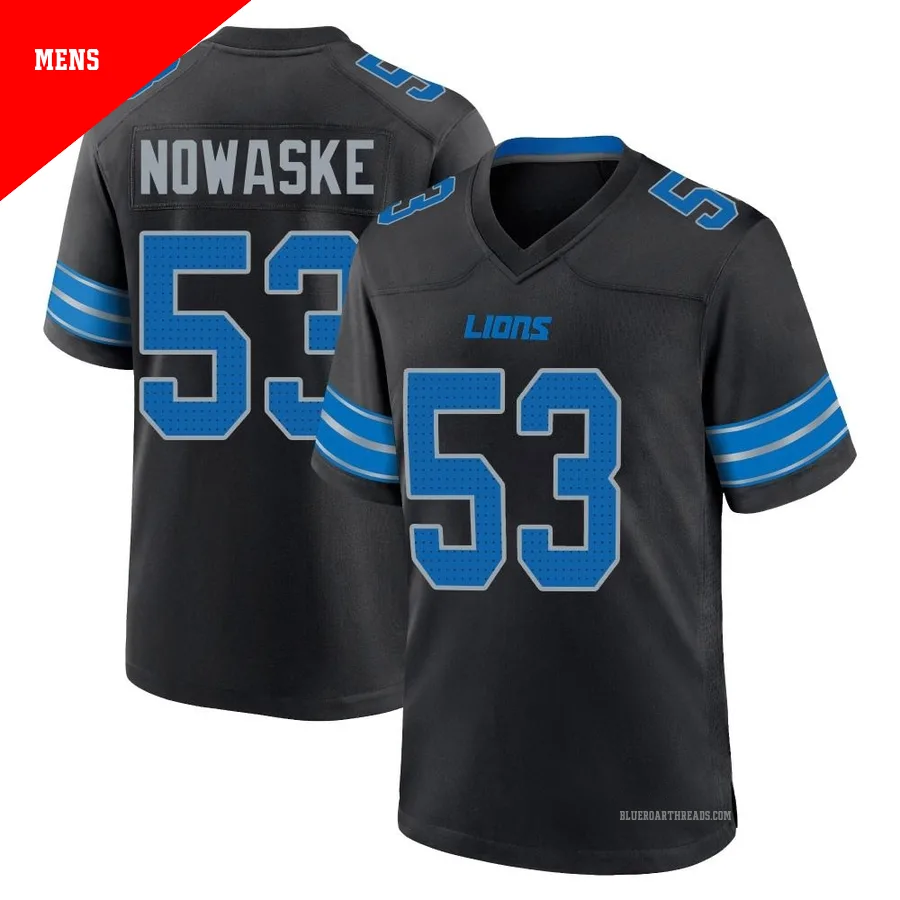 Men's Trevor Nowaske ＃53 Detroit Lions Black Game Alternate 2nd Jersey