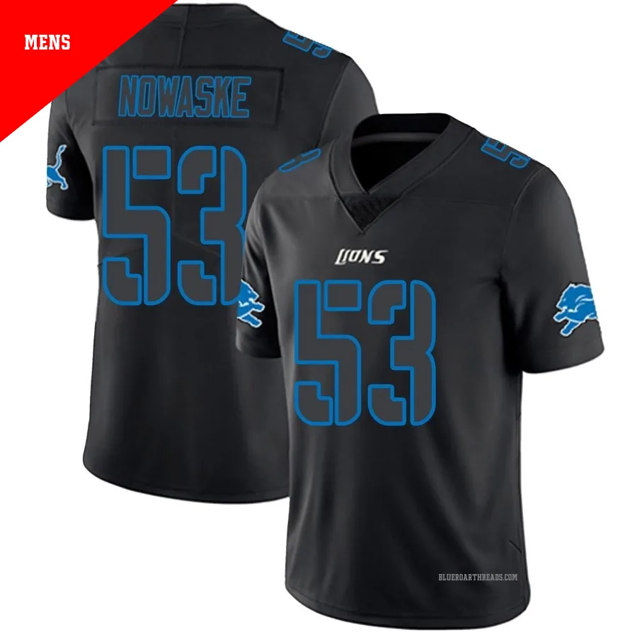 Men's Trevor Nowaske ＃53 Detroit Lions Black Impact Limited Jersey