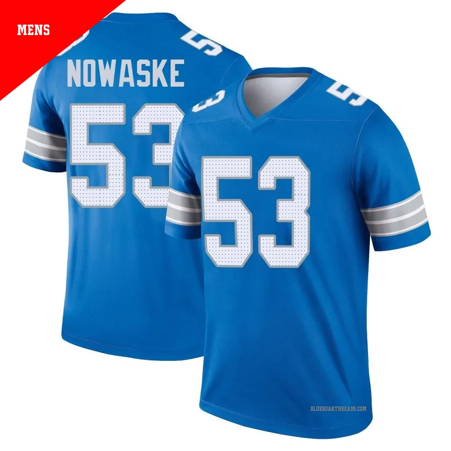 Men's Trevor Nowaske ＃53 Detroit Lions Blue Legend 2nd Jersey