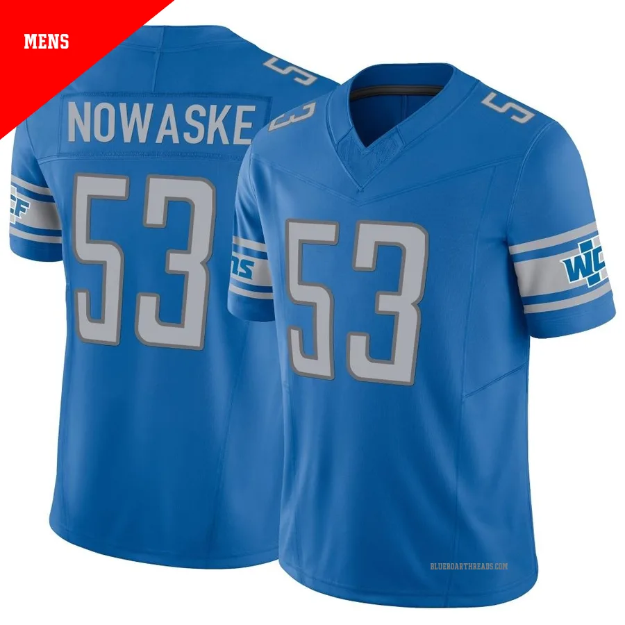 Men's Trevor Nowaske ＃53 Detroit Lions Blue Limited Vapor F.U.S.E. Jersey