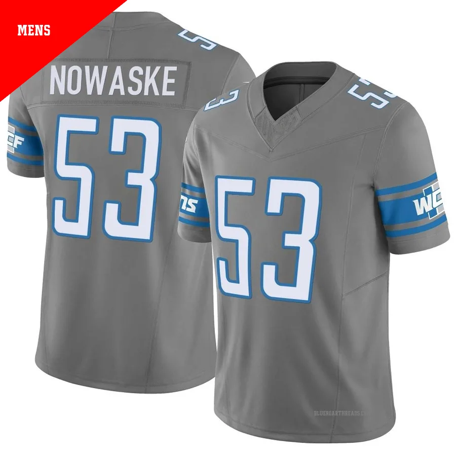Men's Trevor Nowaske ＃53 Detroit Lions Limited Silver Vapor F.U.S.E. Jersey