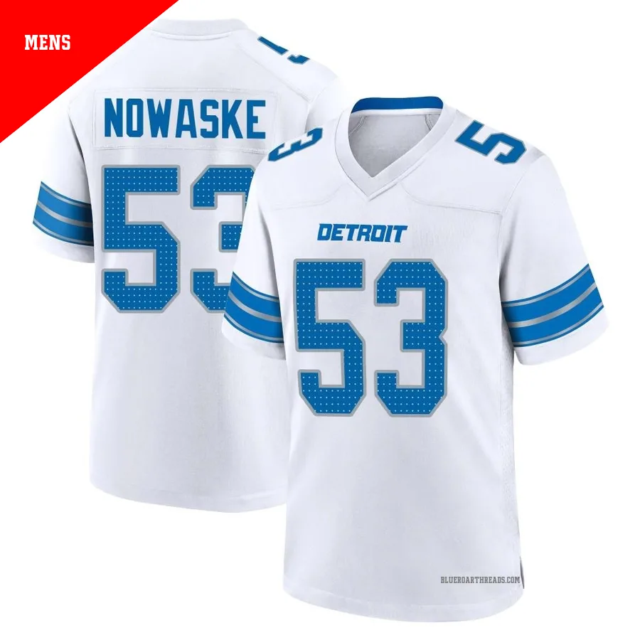 Men's Trevor Nowaske ＃53 Detroit Lions White Game 2nd Jersey