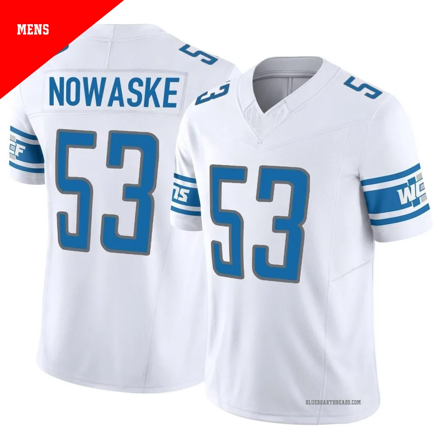 Men's Trevor Nowaske ＃53 Detroit Lions White Limited Vapor F.U.S.E. Jersey