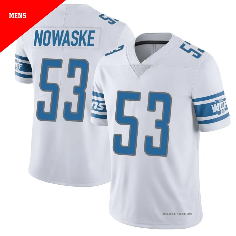 Men's Trevor Nowaske ＃53 Detroit Lions White Limited Vapor Untouchable Jersey