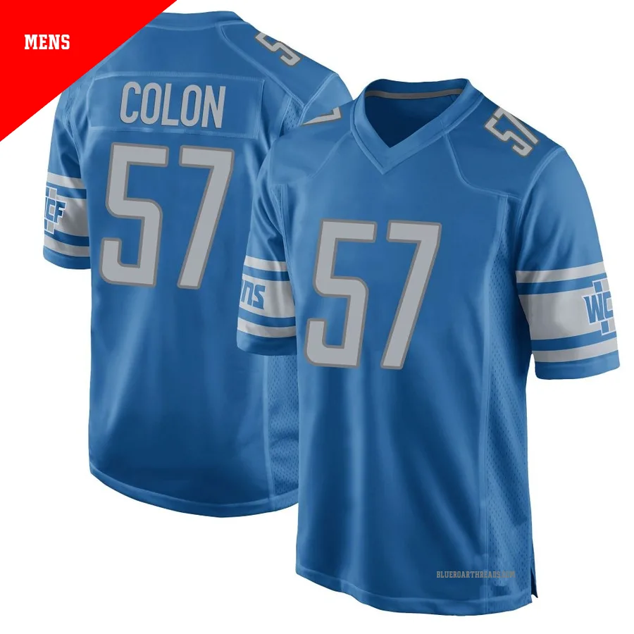 Men's Trystan Colon ＃57 Detroit Lions Blue Game Team Color Jersey