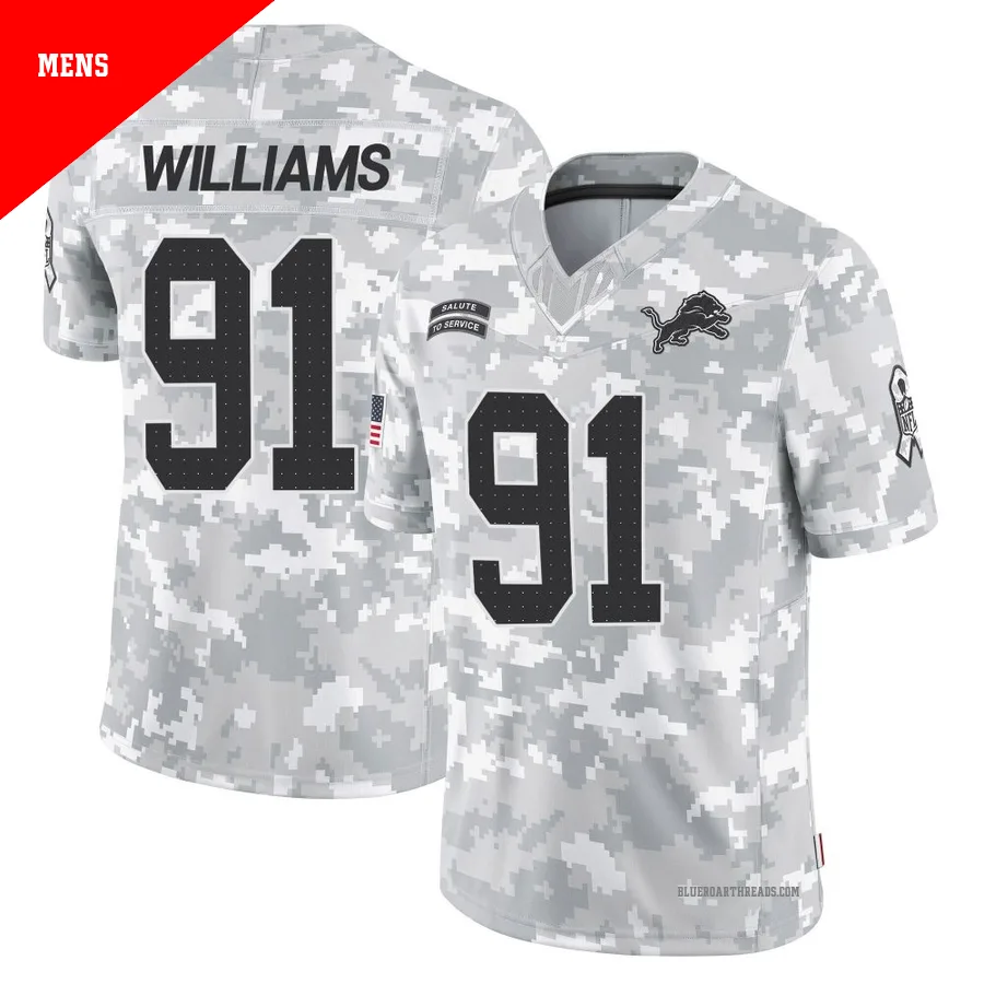 Men's Tyleik Williams ＃91 Detroit Lions Arctic Camo Limited 2024 Salute to Service Jersey