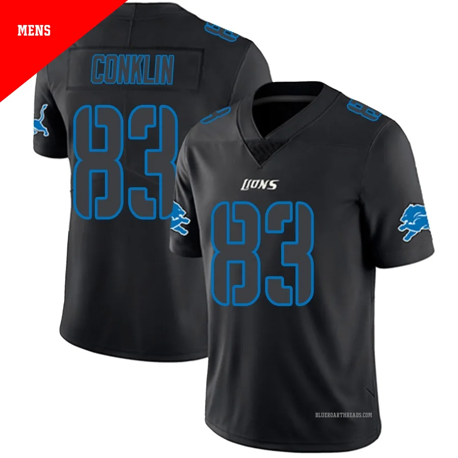 Men's Tyler Conklin ＃83 Detroit Lions Black Impact Limited Jersey