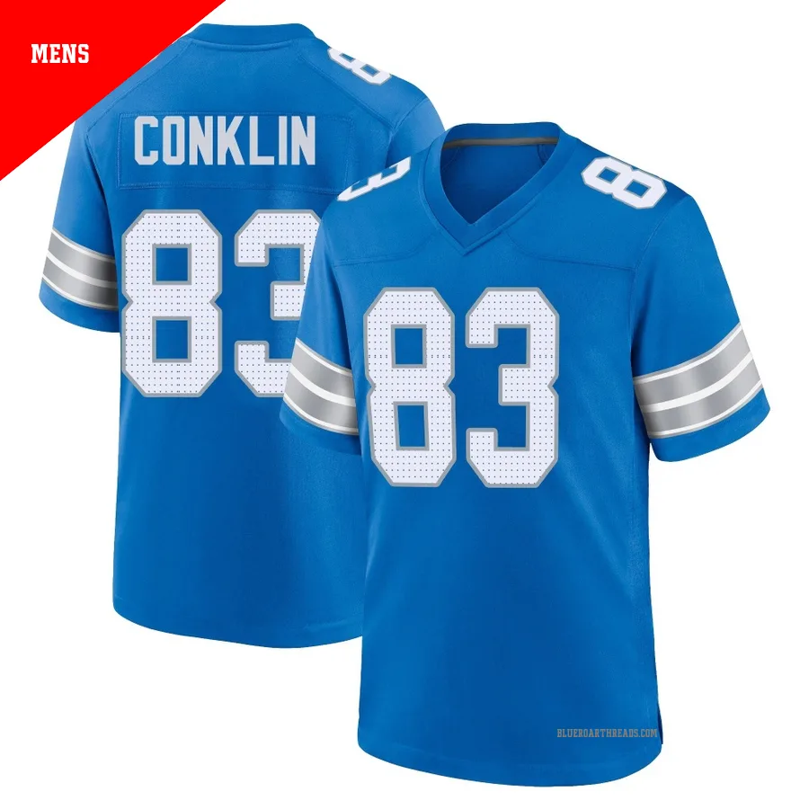 Men's Tyler Conklin ＃83 Detroit Lions Blue Game 2nd Jersey