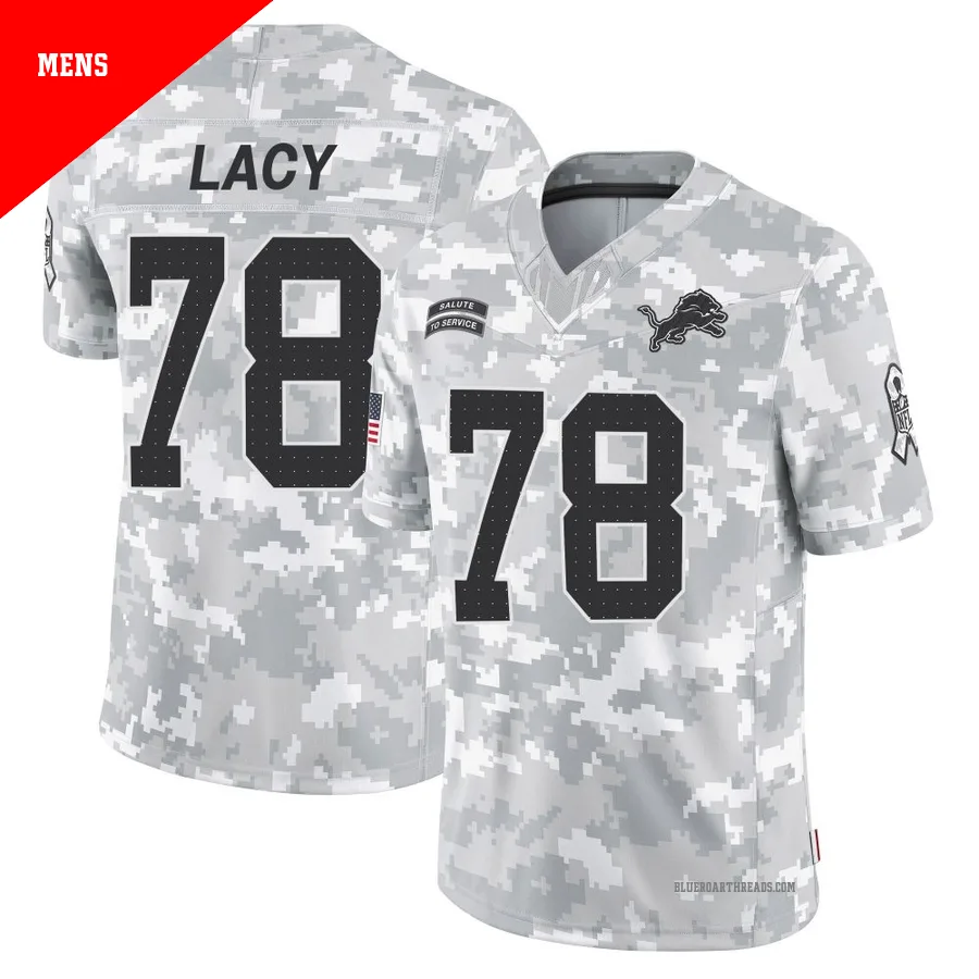 Men's Tyler Lacy ＃78 Detroit Lions Arctic Camo Limited 2024 Salute to Service Jersey