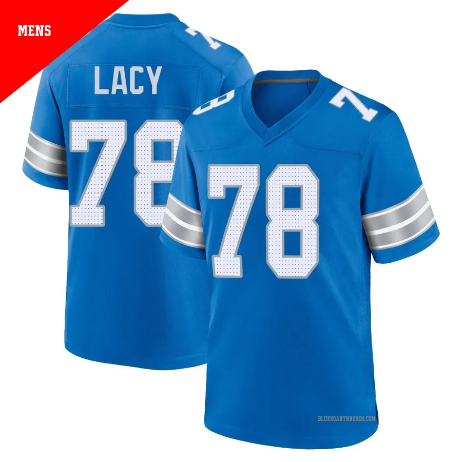 Men's Tyler Lacy ＃78 Detroit Lions Blue Game 2nd Jersey