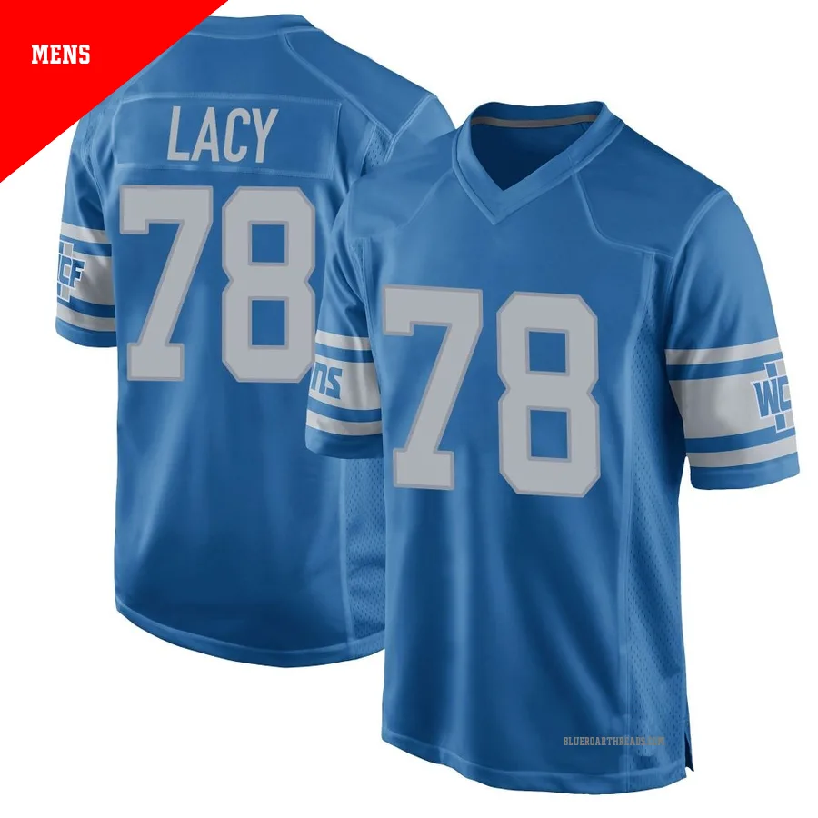 Men's Tyler Lacy ＃78 Detroit Lions Blue Game Throwback Vapor Untouchable Jersey