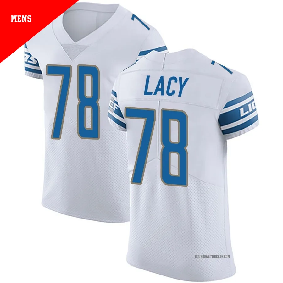 Men's Tyler Lacy ＃78 Detroit Lions White Elite Vapor Untouchable Jersey