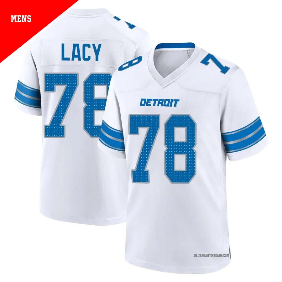 Men's Tyler Lacy ＃78 Detroit Lions White Game 2nd Jersey